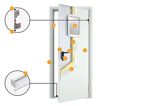 Конструкция Техническая дверь DoorHan 980х2050 правая Конструкция Техническая дверь DoorHan 980х2050 правая